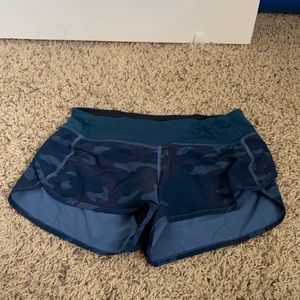 Camo blue fast and free shorts lululemon